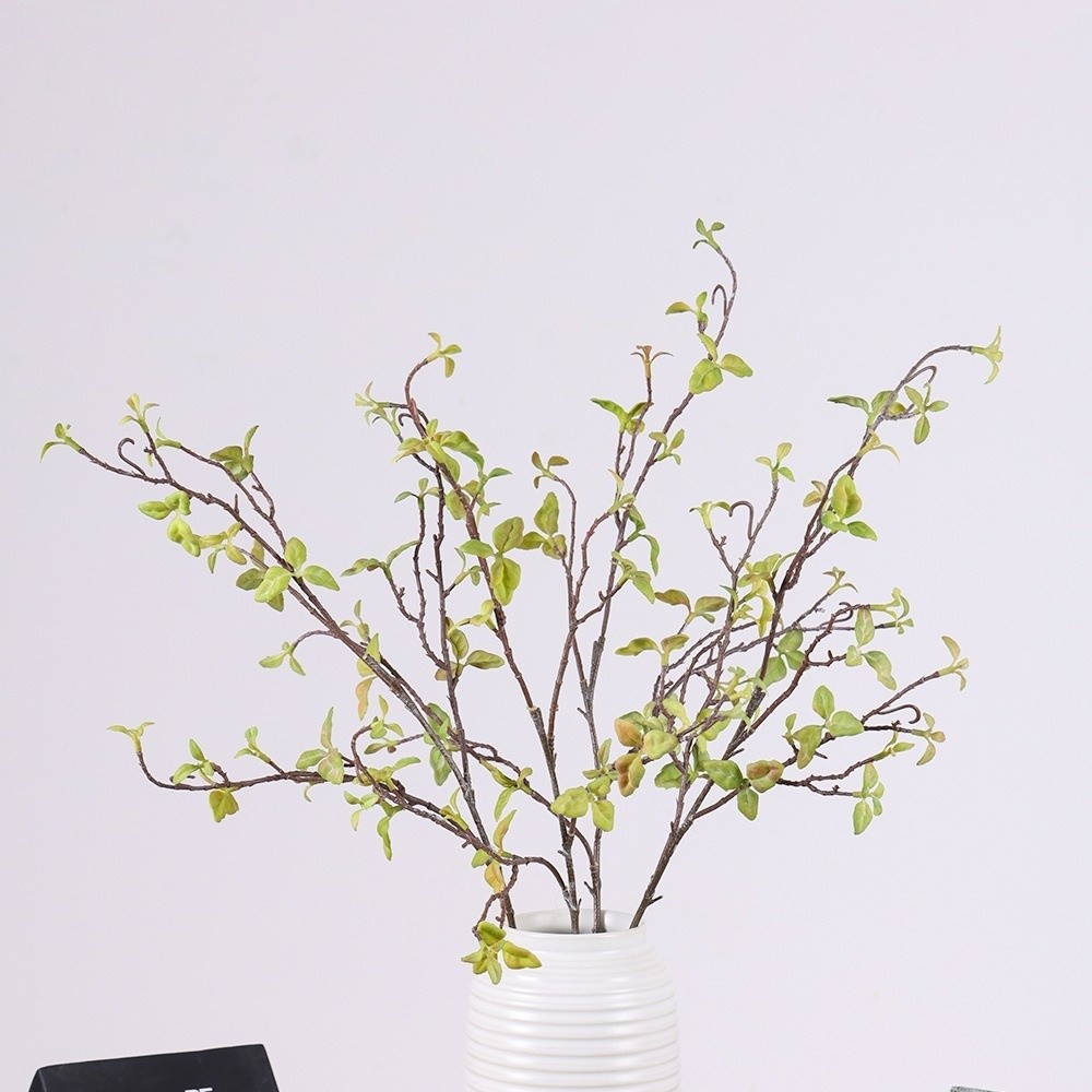 Branch Curly Willow - กิ่งวิลโลว์ประดิษฐ์สัมผัสเหมือนจริง สำหรับตกแต่งแจกัน พลาสติกประดิษฐ์ ต้นไม้สีเขียว กิ่งก้านงอ ดอกตูมปลอม