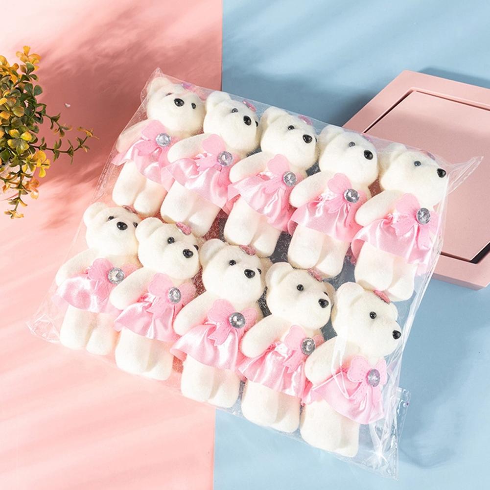 Flower Supply - ตุ๊กตาหมีไอศกรีมประดับเพชร 10 ชิ้น/ถุง ของขวัญวันวาเลนไทน์ สำหรับช่อดอกไม้งานแต่งงาน ตุ๊กตาหมีน่ารัก