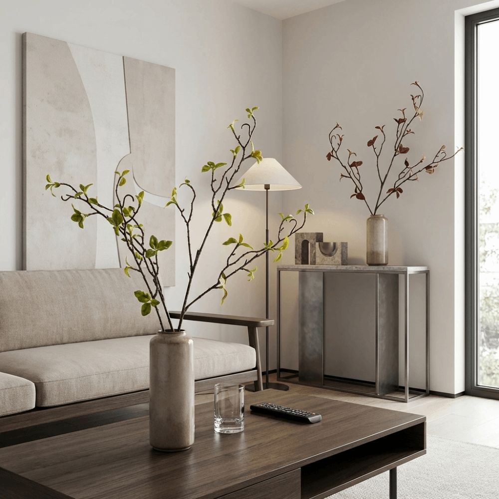 Branch Curly Willow - กิ่งไม้ประดิษฐ์แบบสัมผัสเหมือนจริง กิ่งวิลโลว์แห้ง ตกแต่งแจกัน กิ่งไม้จำลอง ต้นไม้ประดิษฐ์สีเขียว พลาสติก
