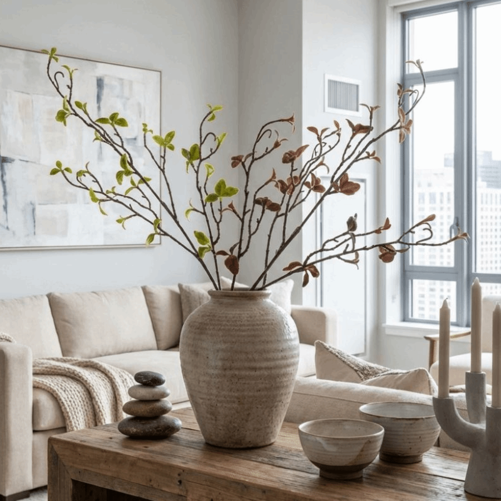 Branch Curly Willow - กิ่งวิลโลว์ประดิษฐ์สัมผัสเหมือนจริง สำหรับตกแต่งแจกัน กิ่งไม้จำลอง ต้นไม้ประดิษฐ์สีเขียว พลาสติก กิ่งดอกไม้ปลอม