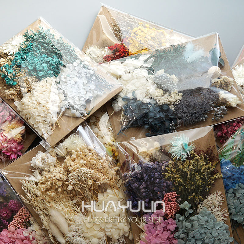 Dried Flower Bunch - 1 แพ็คพืชประดิษฐ์แห้งดอกไม้จริงวัสดุที่เก็บรักษาไว้อีพ็อกซี่เรซิ่นเทียน DIY ดอกไม้วัสดุไฮเดรนเยียชุดดอกไม้