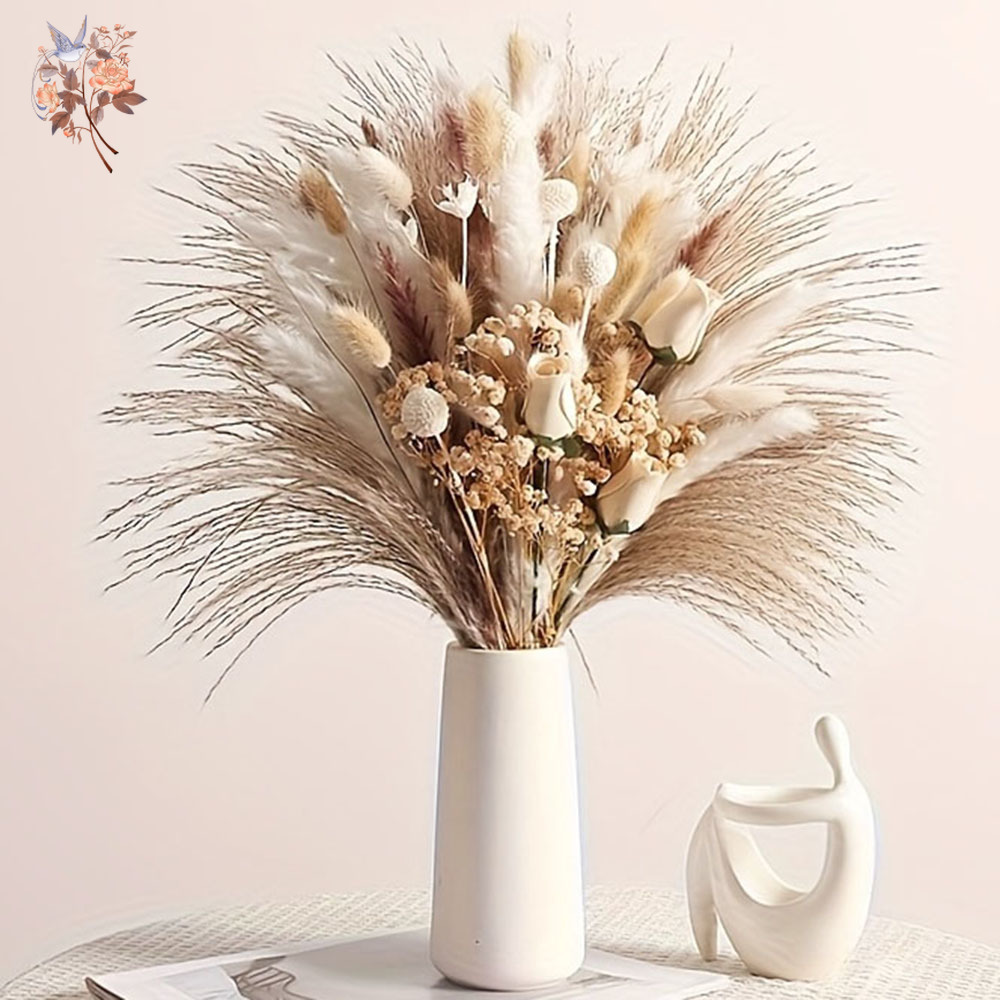 ช่อดอกไม้แห้งประดิษฐ์ 80 ชิ้น  - Dried Flower Bunch บทวิจารณ์และราคา