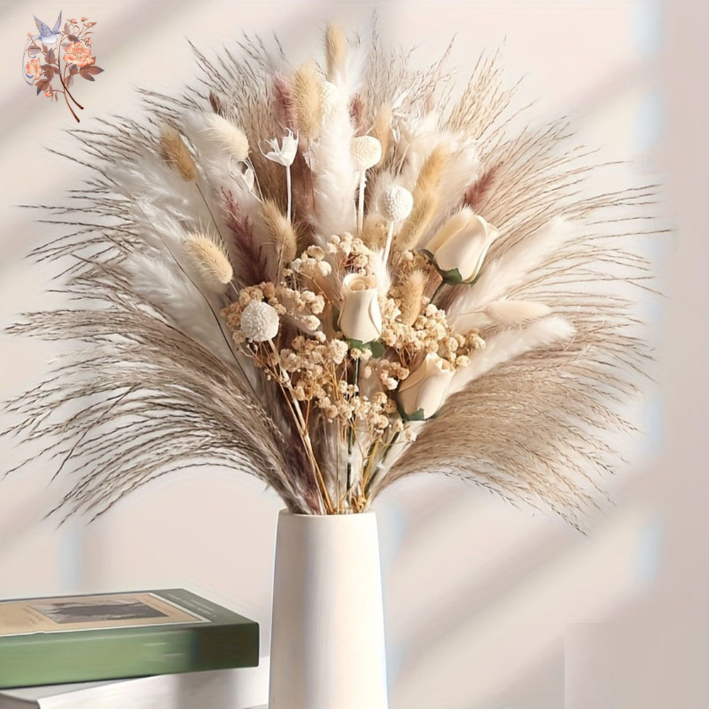 ช่อดอกไม้แห้งประดิษฐ์ 80 ชิ้น  - Dried Flower Bunch บทวิจารณ์และราคา
