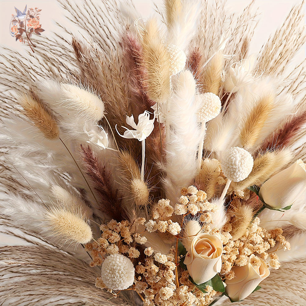 ช่อดอกไม้แห้งประดิษฐ์ 80 ชิ้น  - Dried Flower Bunch บทวิจารณ์และราคา