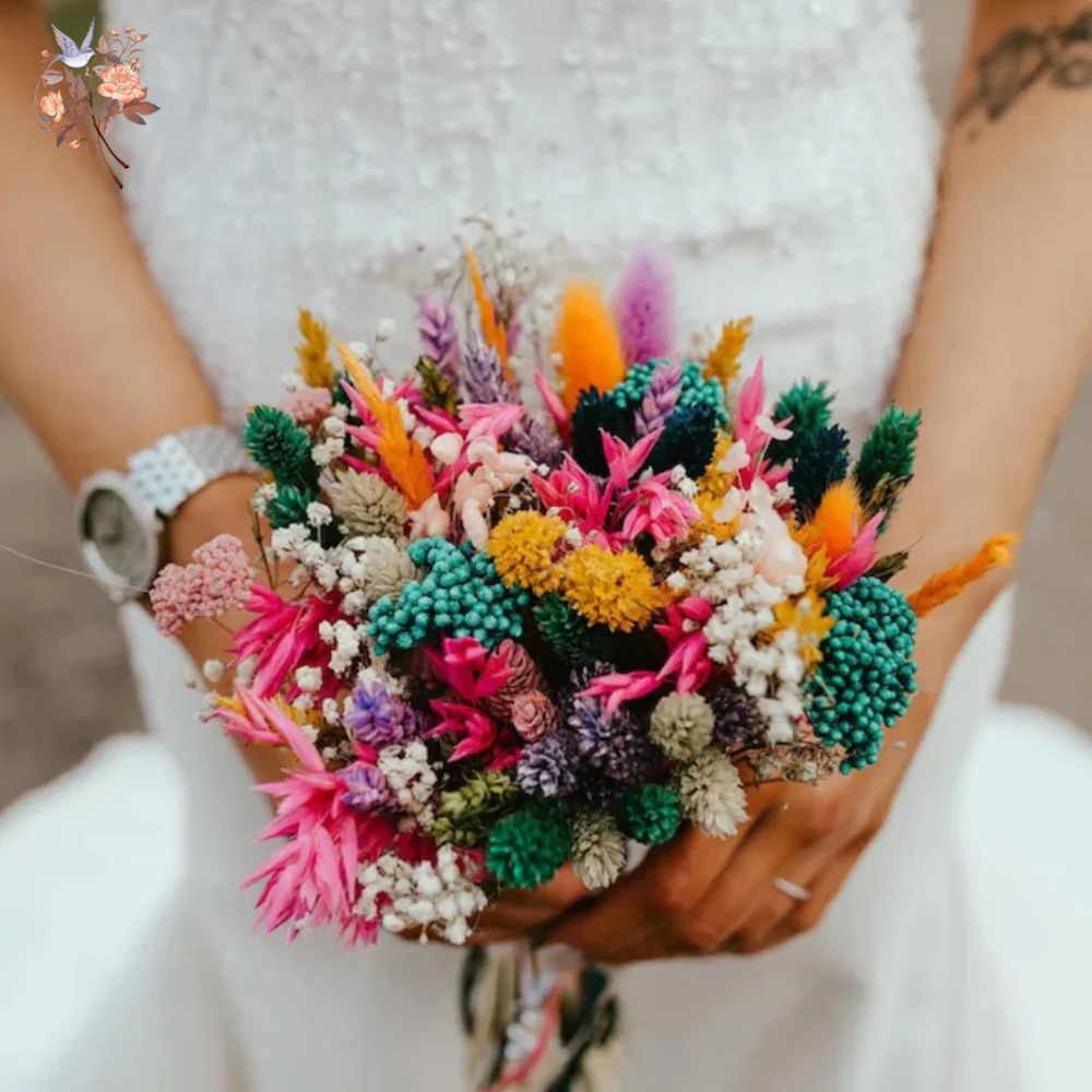 ช่อดอกไม้แห้งหลากสีสันสำหรับเจ - Dried Flower Bunch บทวิจารณ์และราคา