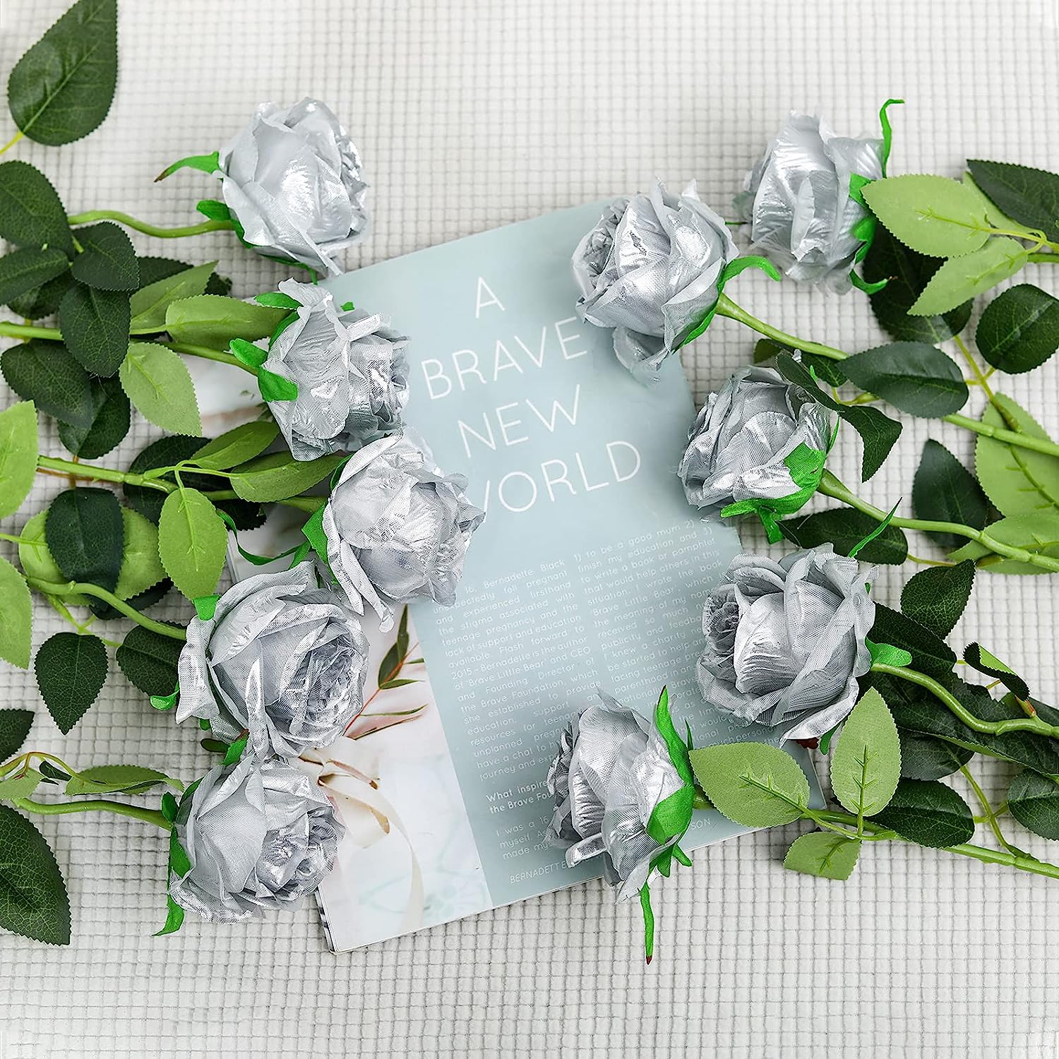 ดอกกุหลาบก้านยาวสีเงินเทียมสำห - Dried Flower Bunch บทวิจารณ์และราคา