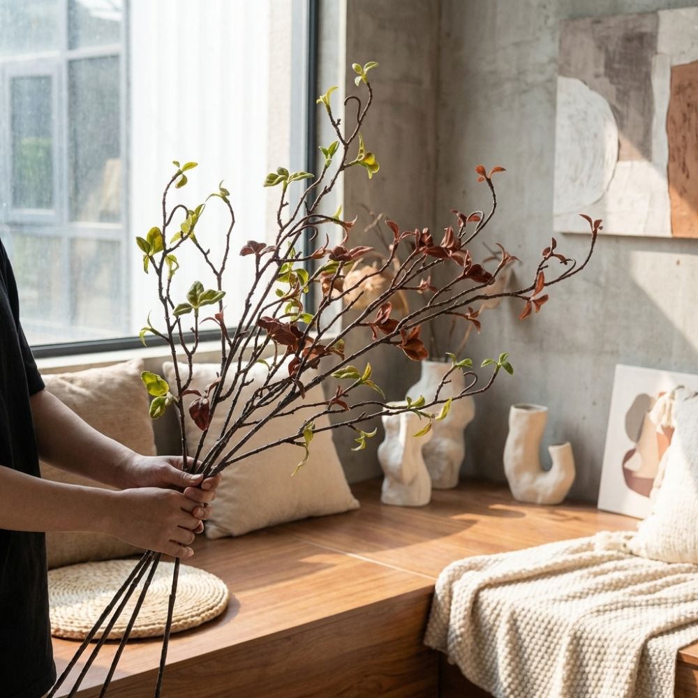 กิ่งไม้ประดิษฐ์แบบสัมผัสเหมือน - Branch Curly Willow บทวิจารณ์และราคา