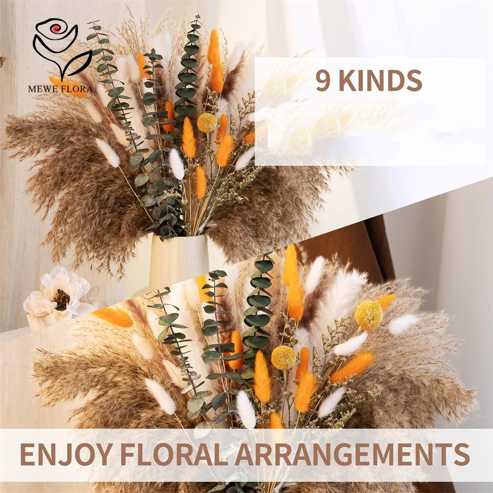 65 ชิ้นสีส้ม Pampas Grass ช่อด - Dried Flower Bunch บทวิจารณ์และราคา