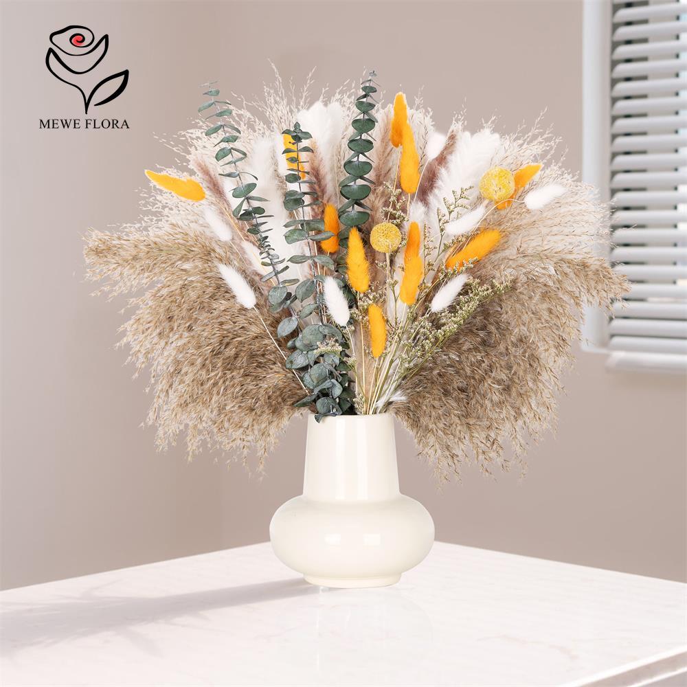 65 ชิ้นสีส้ม Pampas Grass ช่อด - Dried Flower Bunch บทวิจารณ์และราคา