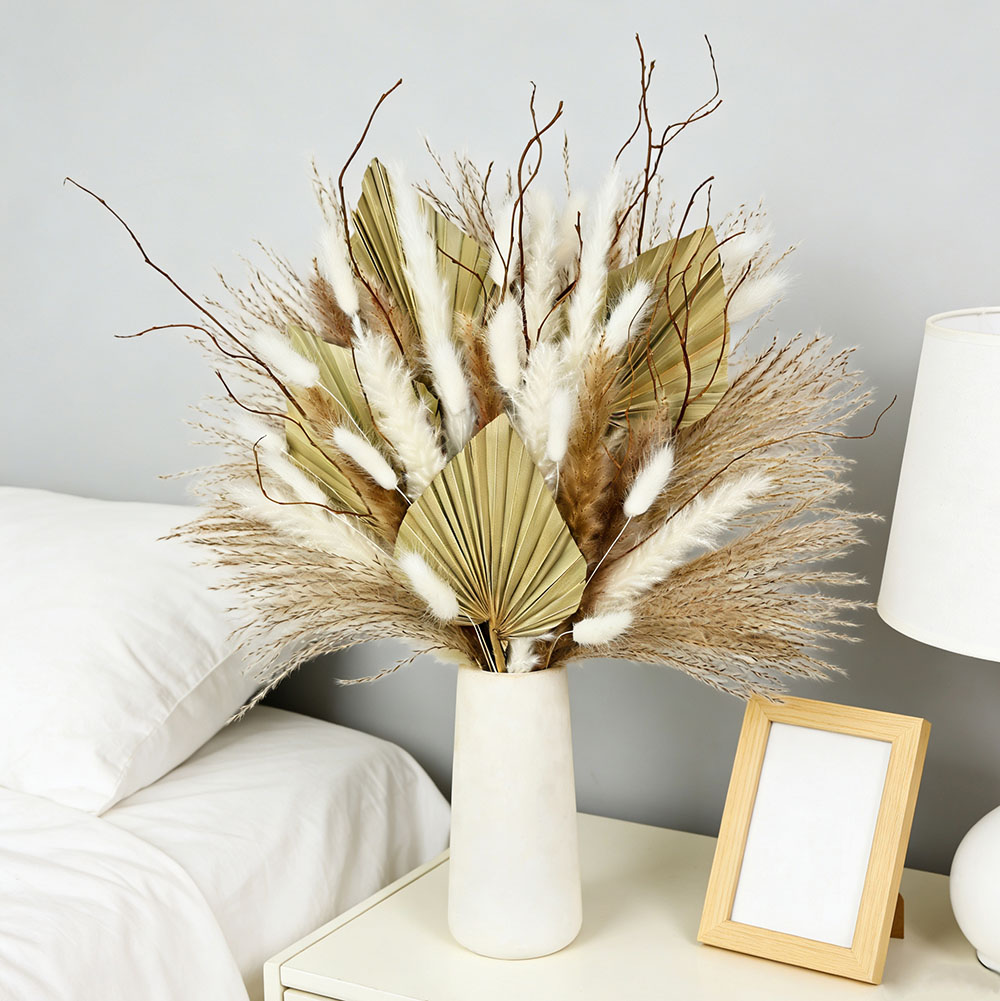 ช่อดอกไม้ใบปาล์มแห้งธรรมชาติผส - Dried Flower Bunch บทวิจารณ์และราคา