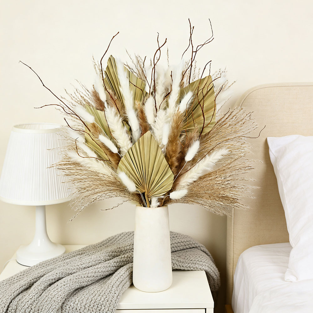 ช่อดอกไม้ใบปาล์มแห้งธรรมชาติผส - Dried Flower Bunch บทวิจารณ์และราคา