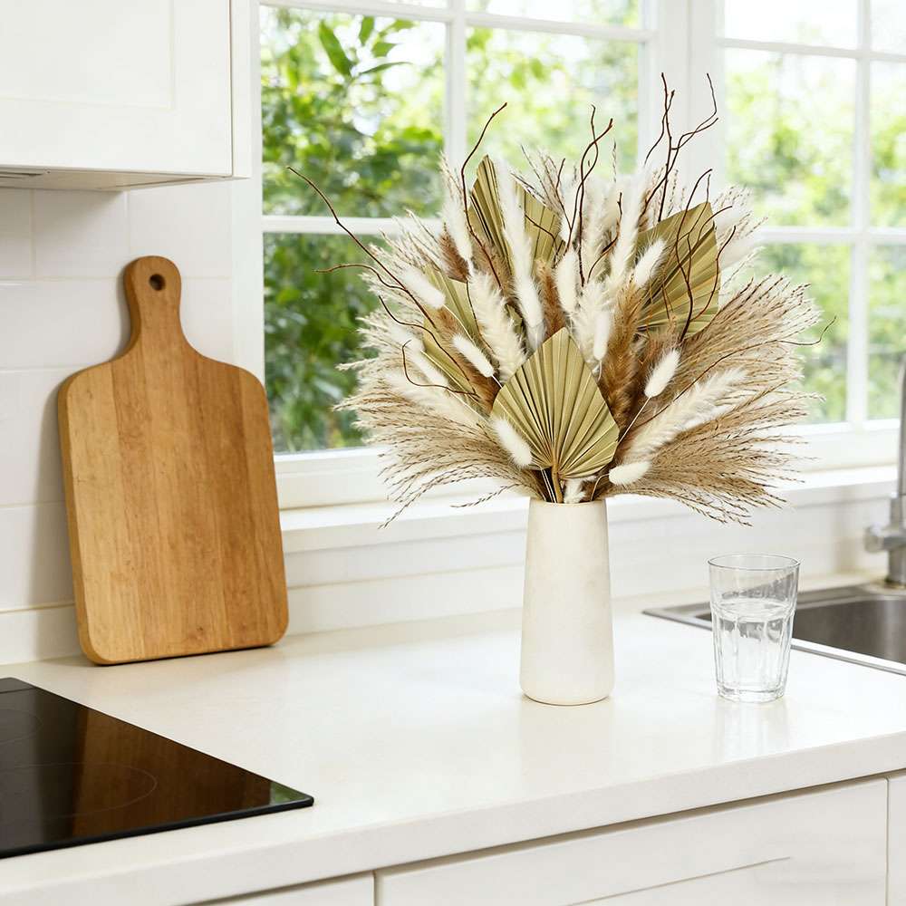 ช่อดอกไม้ใบปาล์มแห้งธรรมชาติผส - Dried Flower Bunch บทวิจารณ์และราคา
